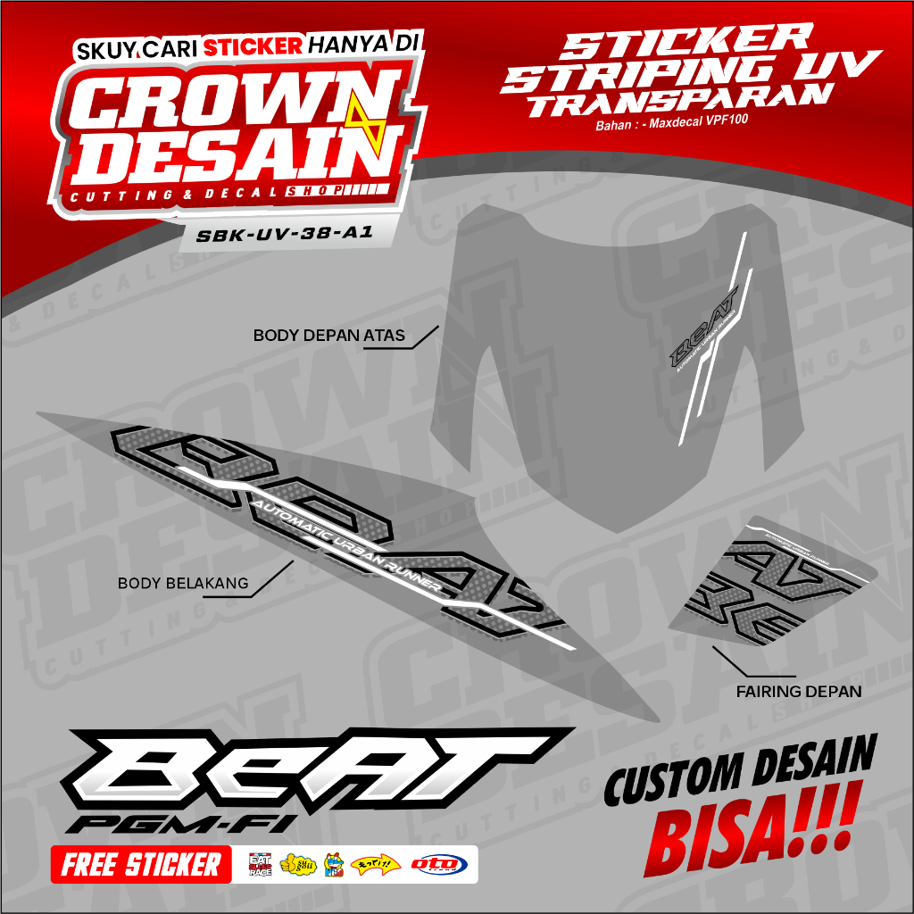 STRIPING TRANSPARAN BEAT KARBU VIETNAM STYLE MINIMALIS STIKER STRIPING BEAT CARBU BEAT KARBU - SBK-U
