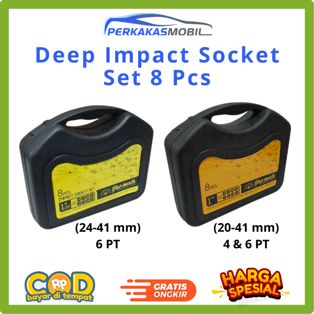 Deep Impact Socket Set 8 Pcs 1" DR 20-41mm 24-41mm TJAP MATA