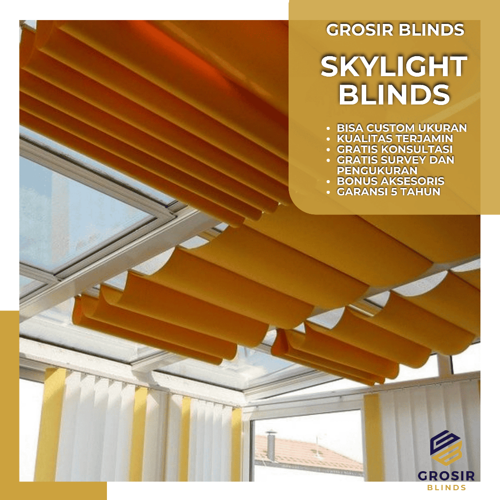 Skylight Blinds Cokelat 275 Harga Grosir Tirai Atap Skylight Blind Indoor dan Outdoor Tahan Lama