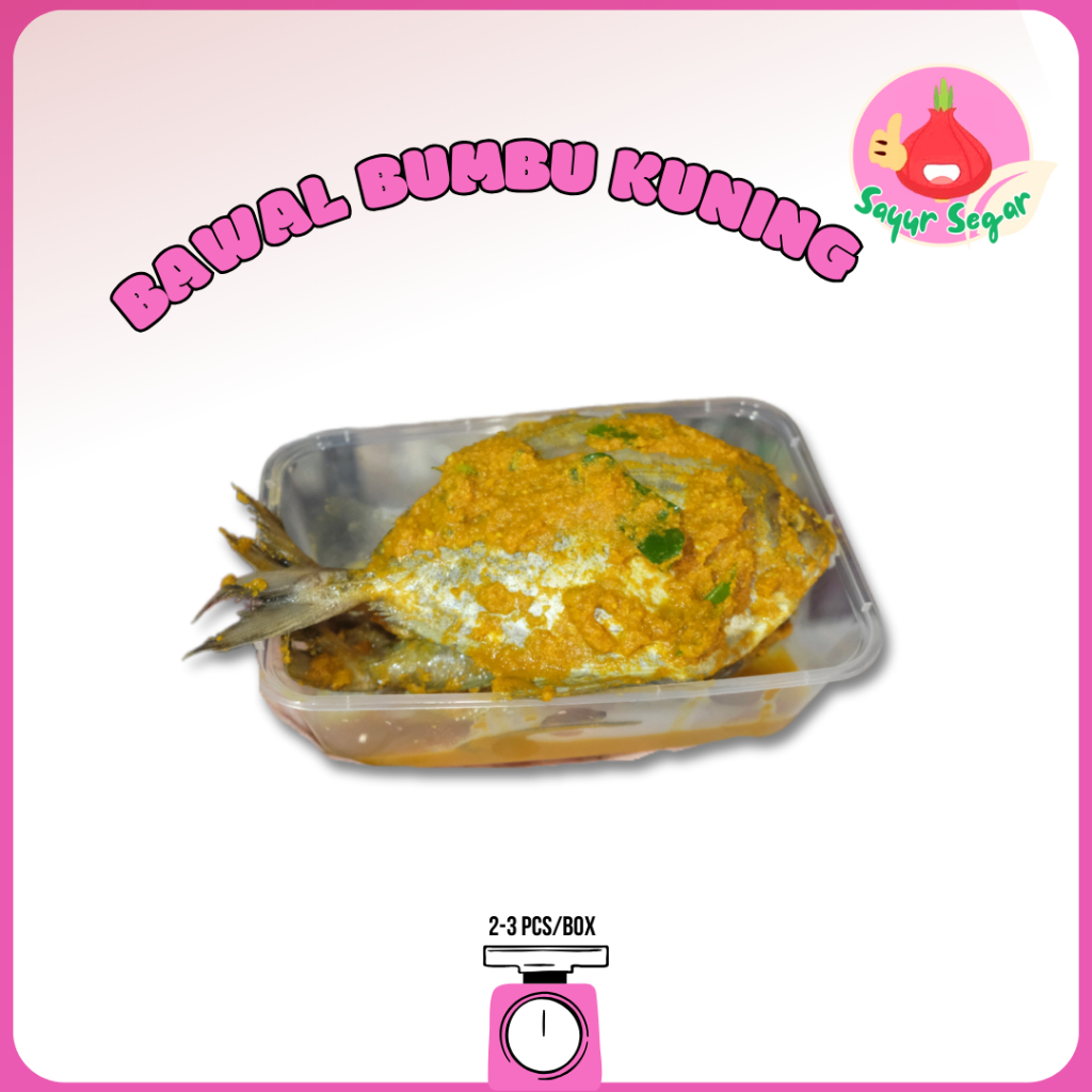 

Sayur Segar - Ikan Bawal Bumbu Kuning Box 500 gr / Pomfret Seasoned
