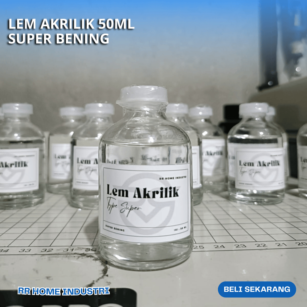 

Lem akrilik crystal glue SUPER 50ML + suntikan, lem acrylic super+suntikan, lem akrilik bening