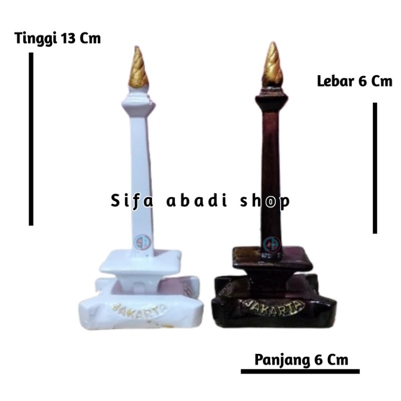 Promo Gila Pajangan Meja / Pajangan Lemari Kaca Motif Monas Unik Aesthetic Murah Warna putih