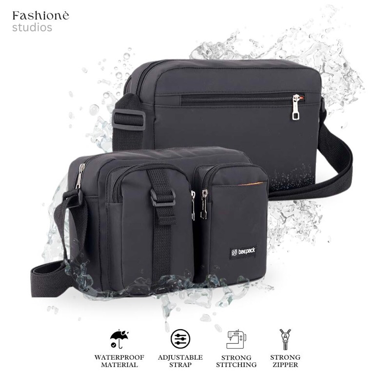 Tas Selempang Pria Anti Air Sling Bag Cowok Waterproof Slempang Bahu Tas Pundak Sandang Hitam Keren