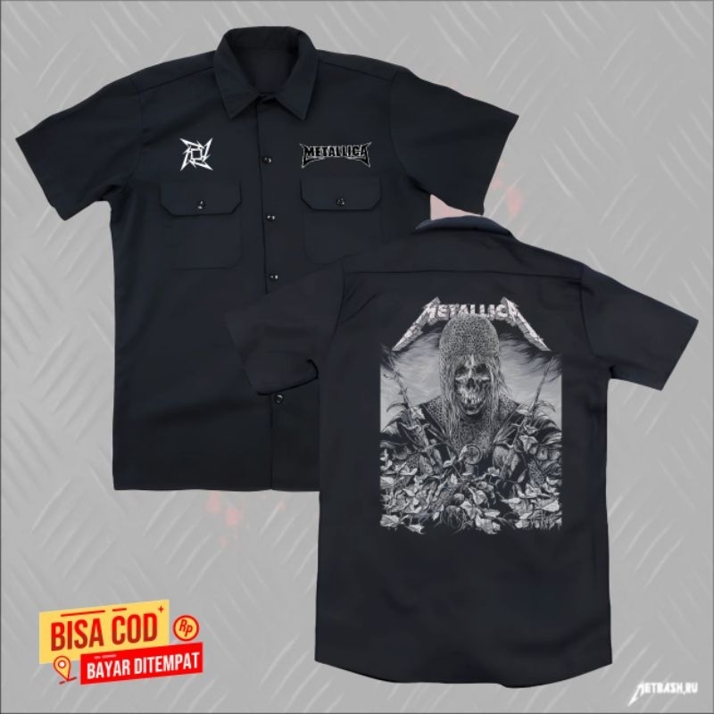 kemeja pendek hitam band METALLICA terbaru original distro | kemeja WORKSHIRT metal METALLICA distro