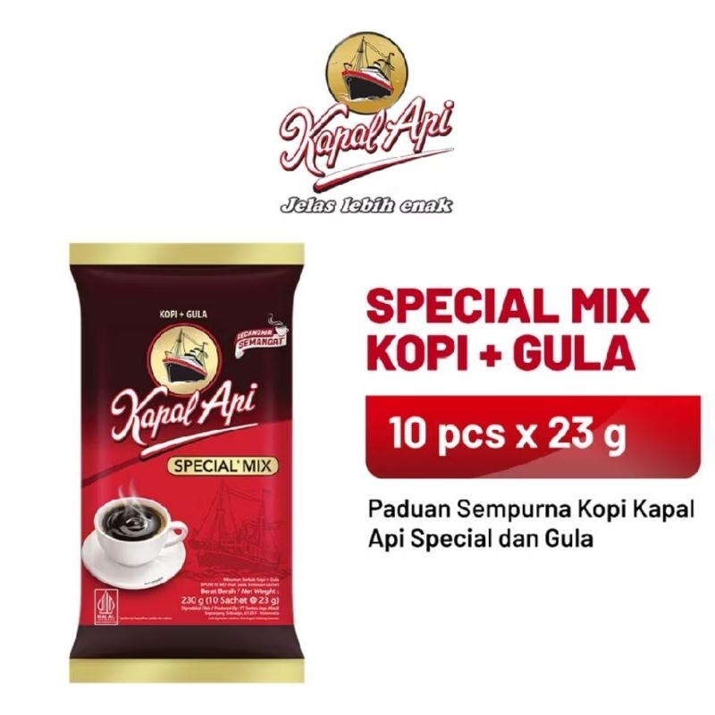 

Kopi Kapal Api Spesial Mix 1pack ( 10pcs X 23gr)