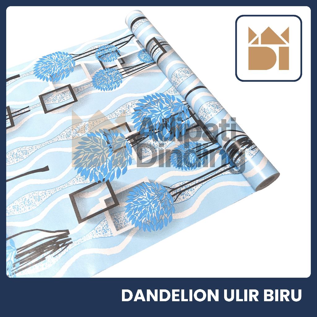 Wallpaper Dinding Motif Dandelion Ulir Biru, Wallpaper Dinding Motif Dandelion, Wallpaper Dinding