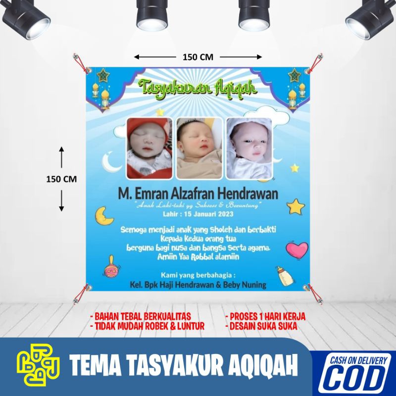Banner Backdrop Banner Aqiqah akikah kelahiran bayi anak bisa COD bayar ditempat