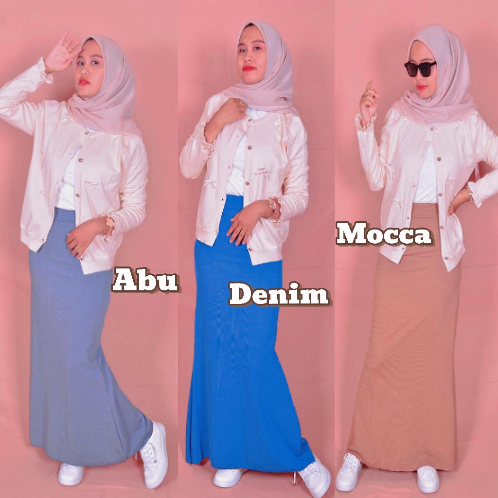 Roby Collection - Yejin Skrit  Rok Mermaid Knit Rok Minimalis Casual Duyung / ROK KNIT SNOW WHAITE M