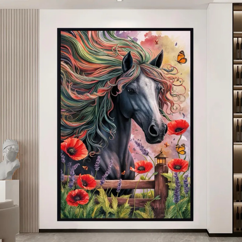 LUKISAN KUDA FENGSHUI HIASAN DINDING RUANG TAMU AESTHETIC CANVAS PRINT