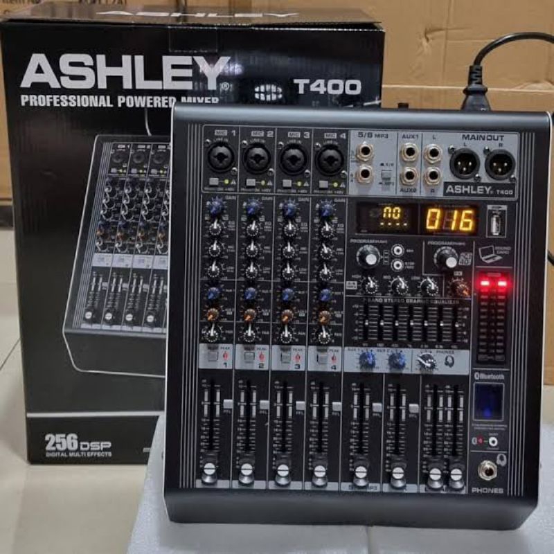POWER MIXER AUDIO ASHLEY T400 T 400 4 CHANNEL