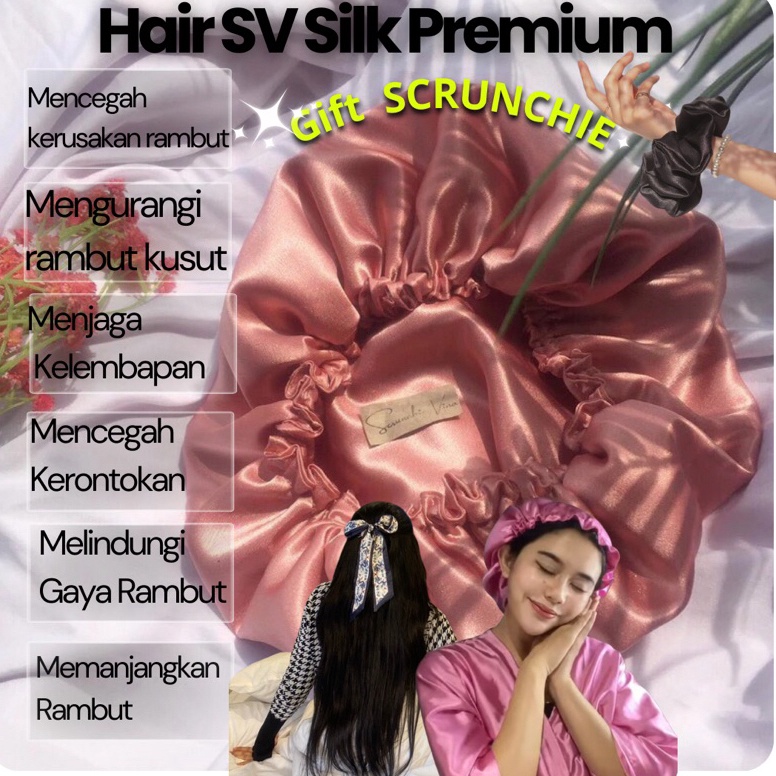 Meroket HAIR BONNET SILK by SV  SUTRA SILK satin bonnet  Hair bonnet silk  hair bonnet berkualitas H