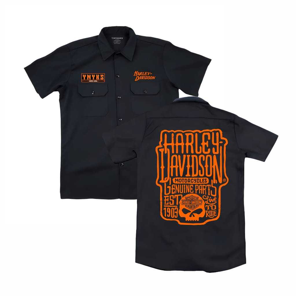 KEMEJA KERJA WORKSHIRT HARLEY-DAVIDSON Lengan Pendek UNISEX BAJU PRIA WANITA BAJU DISTRO