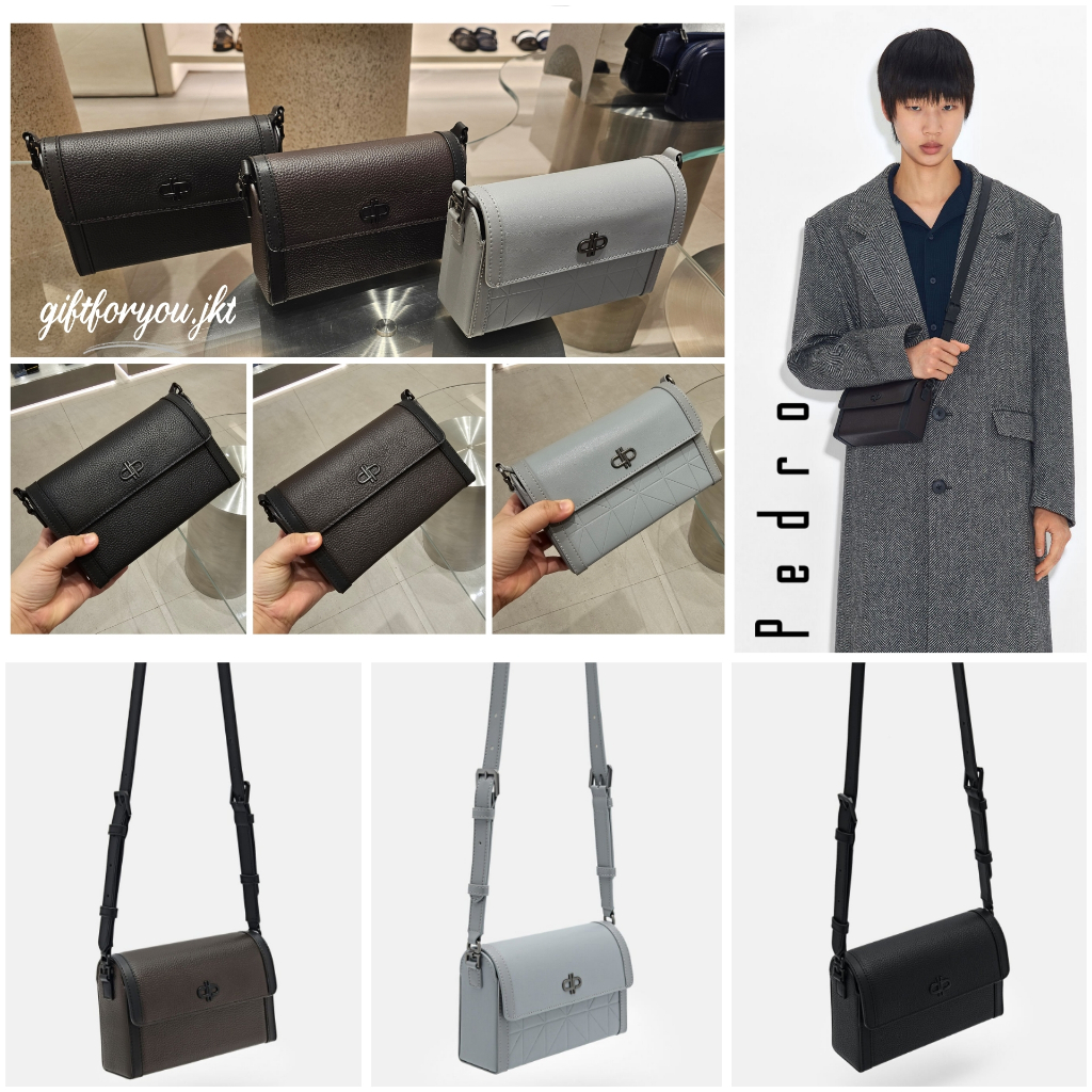 Tas Selempang Kulit Original Pedro Leather Icon Series Boxy Crossbody Bag Original Pria Laki Lali Ma
