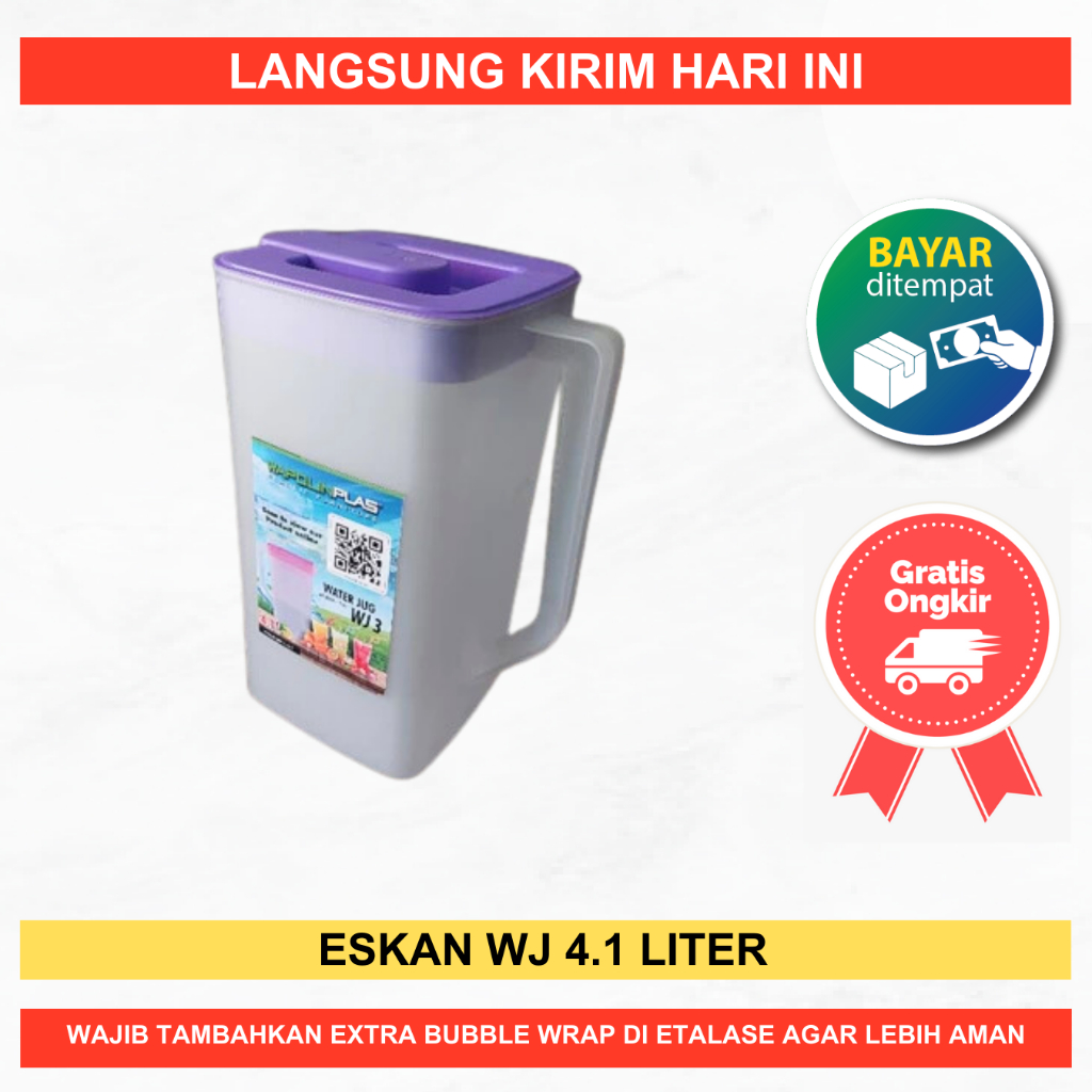 Eskan ceret segi 4,1 liter wapolin jumbo plastik Teko air segi plastik water jug