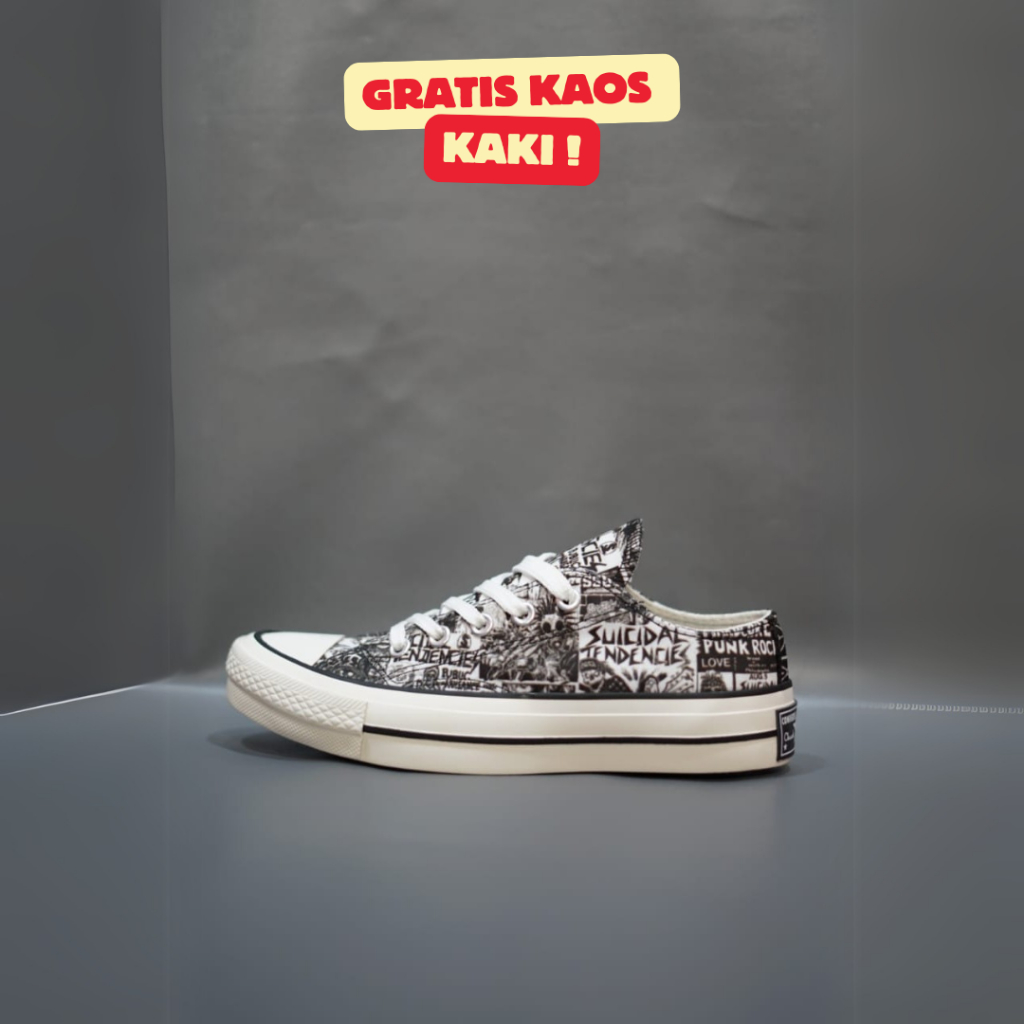 SEPATU CONVERSE 70S LOW X SUICIDAL TENDENCIES GREY MOTIF KORAN 38-43