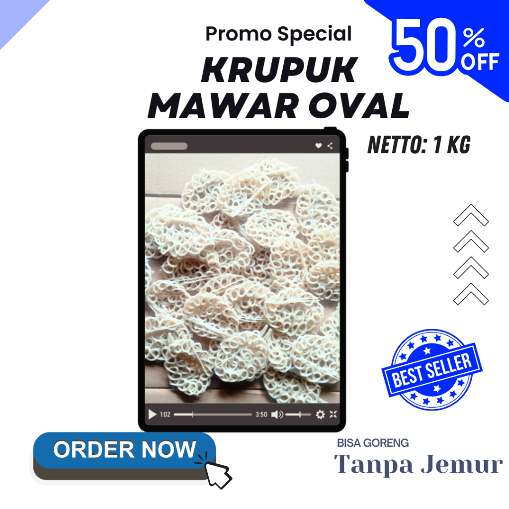 

[1 Kg] Kerupuk Uyel Oval- Krupuk Seblak Viral Krupuk Rantai Mentah Krupuk Seblak Sambal Mawar Oval Putih Rasa Bawang Enak Gurih Renyah Asli Kediri