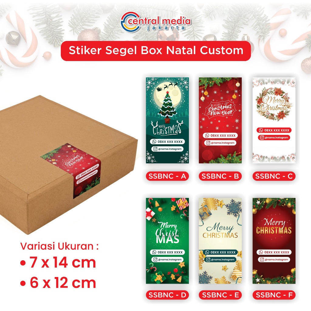 

Sticker Segel Box Christmas Label Hampers Kue Natal