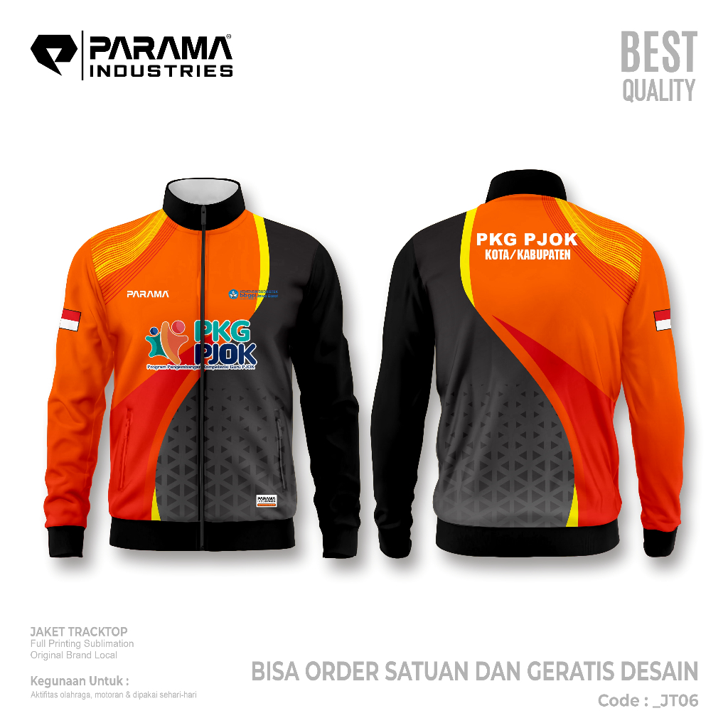 PARAMA INDUSTRIES || PROMO GRATIS DESAIN PREMIUM TRACKTOP JACKET PKG PJOK || JAKET GURU OLAHRAGA