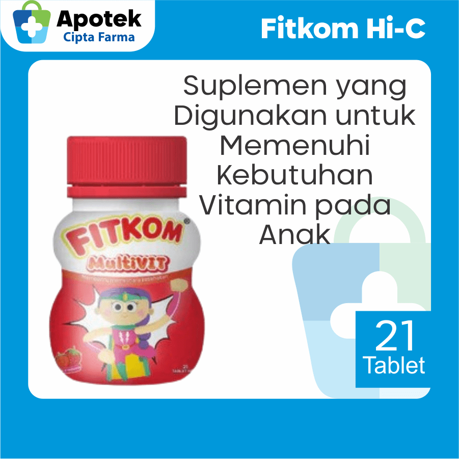 Fitkom Vitamin Tablet Hisap Anak Rasa Strawberry Vitamin A Vitamin B1 Vitamin B2 Vitamin B6 Vitamin 