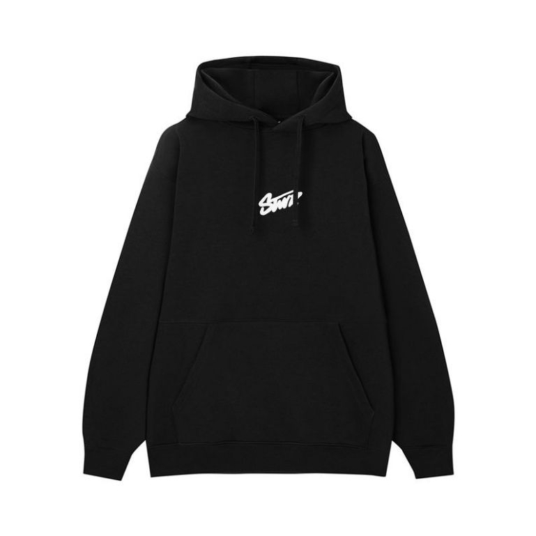 Hoodie Pull and Bear Logo STWD Black Premium Pria Wanita