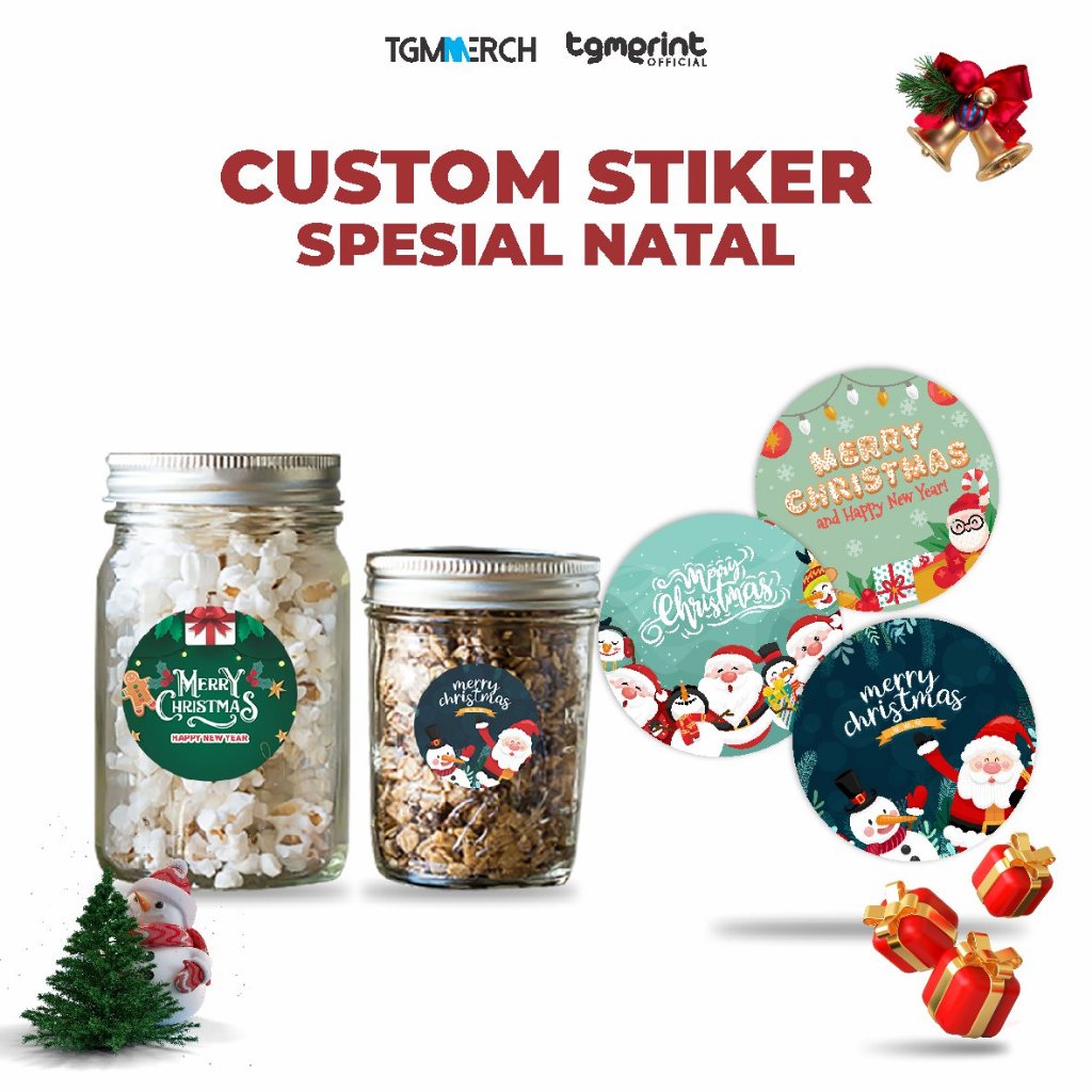 

TGM MERCH - Sticker Hampers Bulat/Stiker Kemasan Spesial Natal Christmas