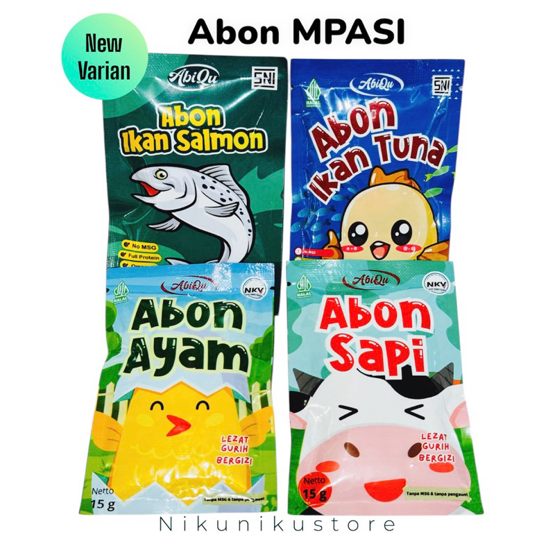 

Abon MPASI Abon Abiqu 15 gr abon sapi abon tuna abon ayam tanpa MSG tanpa pengawet