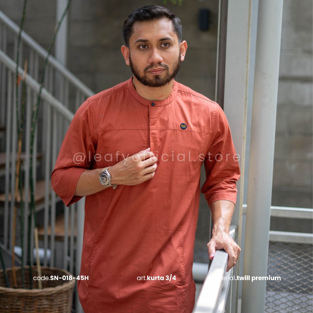 LEAFY SN-018 | BAJU KOKO PRIA KURTA LENGAN 3/4 BAHAN TWILL PREMIUM