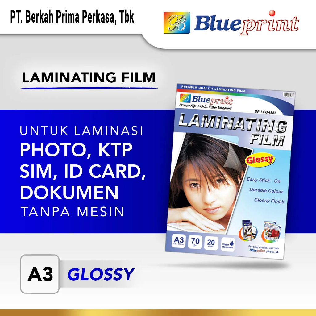 

Kertas Laminating Film / Laminating Glossy Film Paper BLUEPRINT A3 - Original