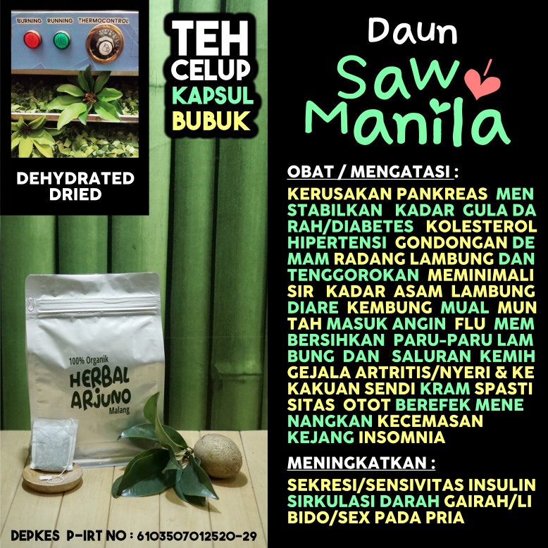 

Dehydrated Dried Teh Celup Kapsul Bubuk Daun Sawo Sauh Manila Obat (Pembersih Paru-Paru Radang Asam Lambung Kemih Tenggorokan) Pankreas Sensivitas Insulin Diabetes Kolesterol Sendi Otot Hipertensi Gairah Vitalitas Libido Pria Gondongan Diare Herbal Alami