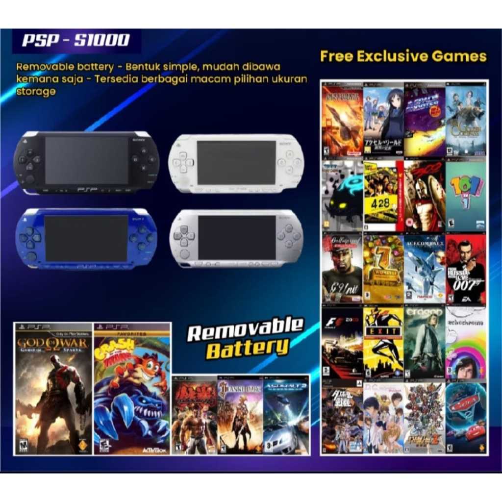 BUY 1 GET 1 ALL CONSOLE PORTABLE PSP CFW  S1000, S2000, S3000 FULL GAME