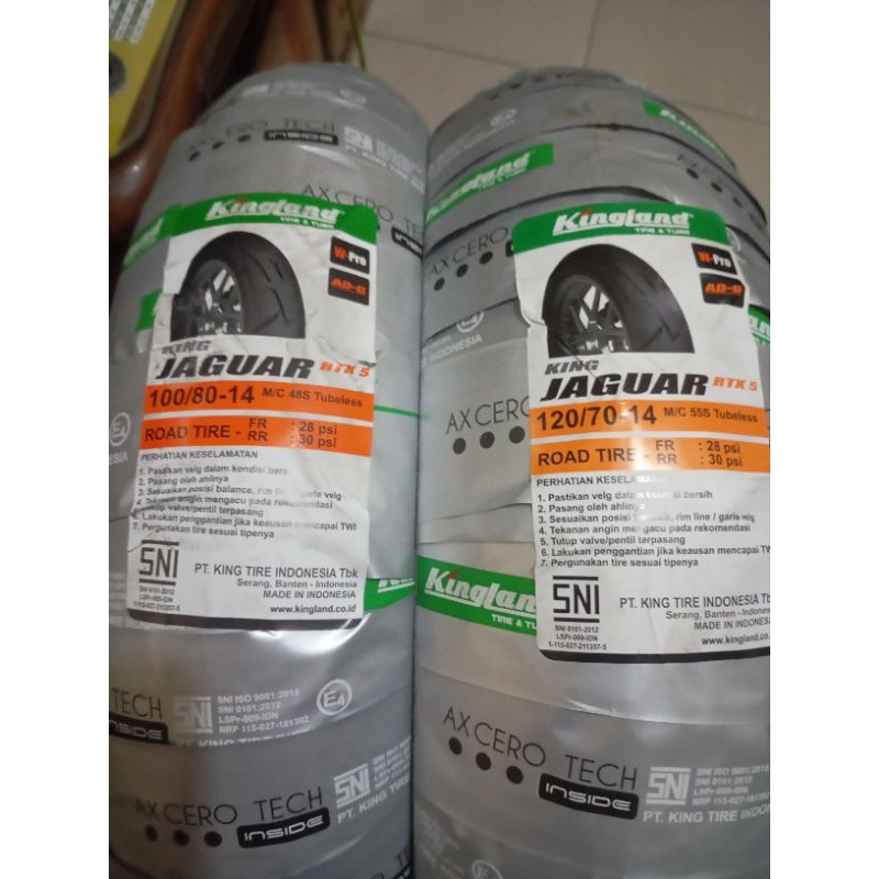 BAN VARIO 160 PCX 150 RTX5  RTX 5 KINGLAND TUBELESS 100/80-14 120/70-14 FREE PENTIL