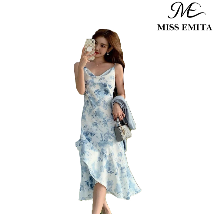 Miss Emita Dress dress biru muda pantai wanita dress press body korean style dress cantik ke pantai