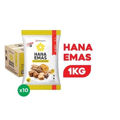 

BUNGASARI HANA EMAS 1KGX10=1 DUS, TEPUNG PROTEIN RENDAH U CAKE,KUKER