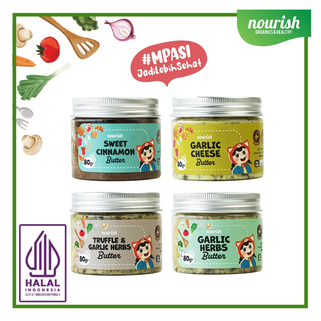 

Nourish Butter Grass Fed MPASI / BB Booster / Lemak Baik / Butter Garlic / Butter Garlic Cheese / Butter Truffle / Butter Cinnamon