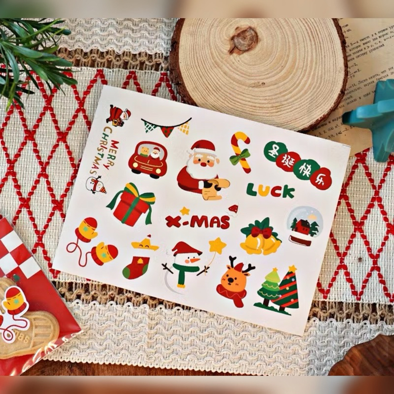 

[ BUKAN 1 ROLL!!!! ] Sticker Merry Christmas / Stiker Ucapan Natal / Stiker Natal / Stiker Lucu / Stiker Santa Lucu / Cute Sticker