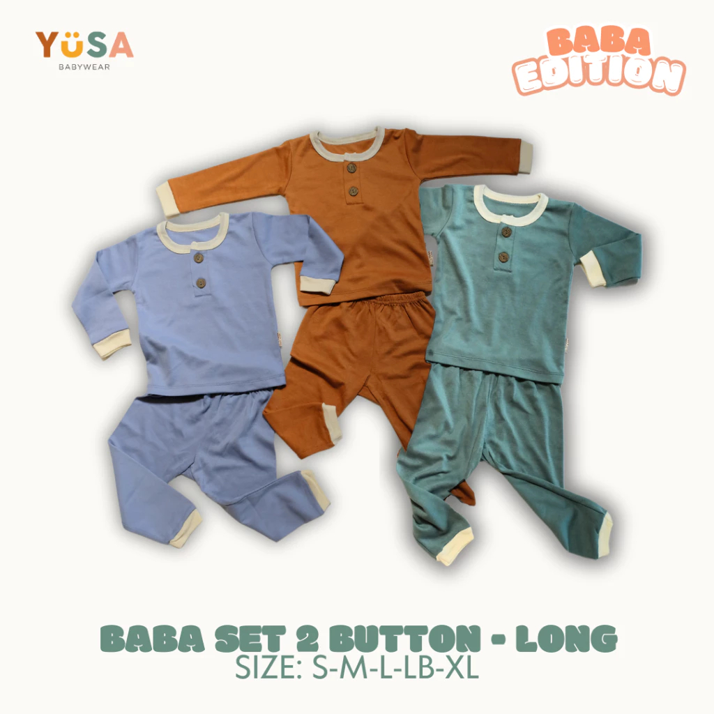 YUSA - Setelan Baju Panjang Bayi Anak Polos S M L LB XL