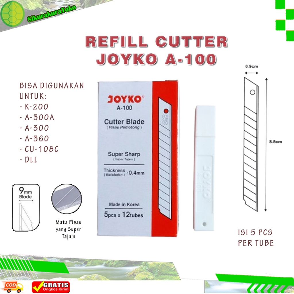 

(SKR) Isi / Refill Cutter JOYKO A-100 A100 A 100 Pisau 1 Tube Cutter Blade Kecil untuk Cutter / Silet Tipe K-200, A-300A, A-300, A-360