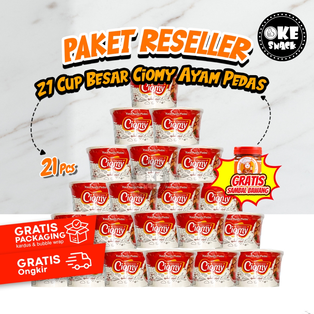 

Ciomy Paket Bundling Reseller Cuanki Cup Besar Ayam Pedas isi 21 pcs + Free Sambel Bawang 1 pcs