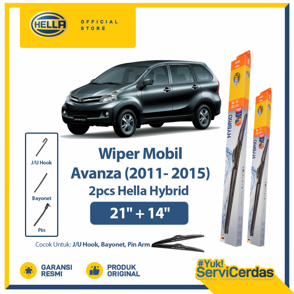 Wiper Mobil TOYOTA Avanza (2011-2015) 21”+14”(2pcs) - HELLA Hybrid