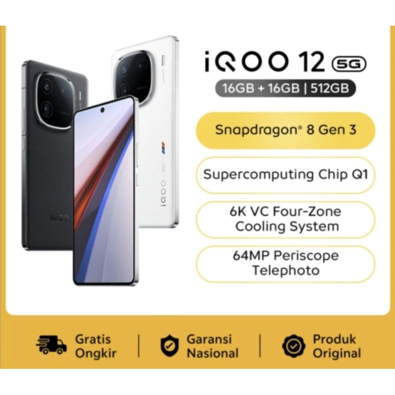 iQOO 12 16/512 snapdragon 8 gen 3 garansi vivo indonesia