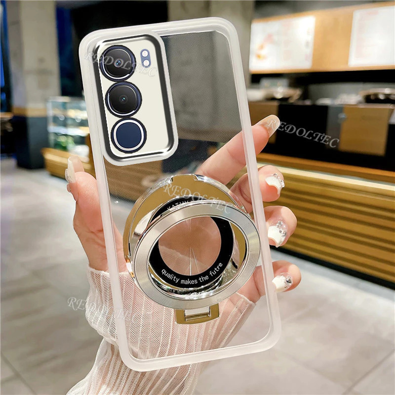 Case VIVO Y19S Soft Case TPU Candy New Design Magnetic Stand Holder Transparent Casing Silikon Hp