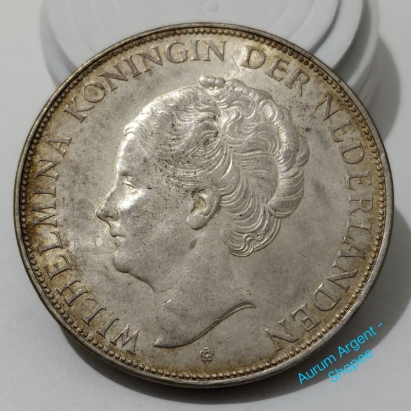 SWILH2.5G-2S.. 1 PC KOIN PERAK KUNO ASLI 2.5 GULDEN WILHELMINA TH 1939.  -- SILVER COIN --