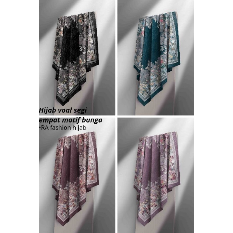 hijab segi empat voal motif bunga