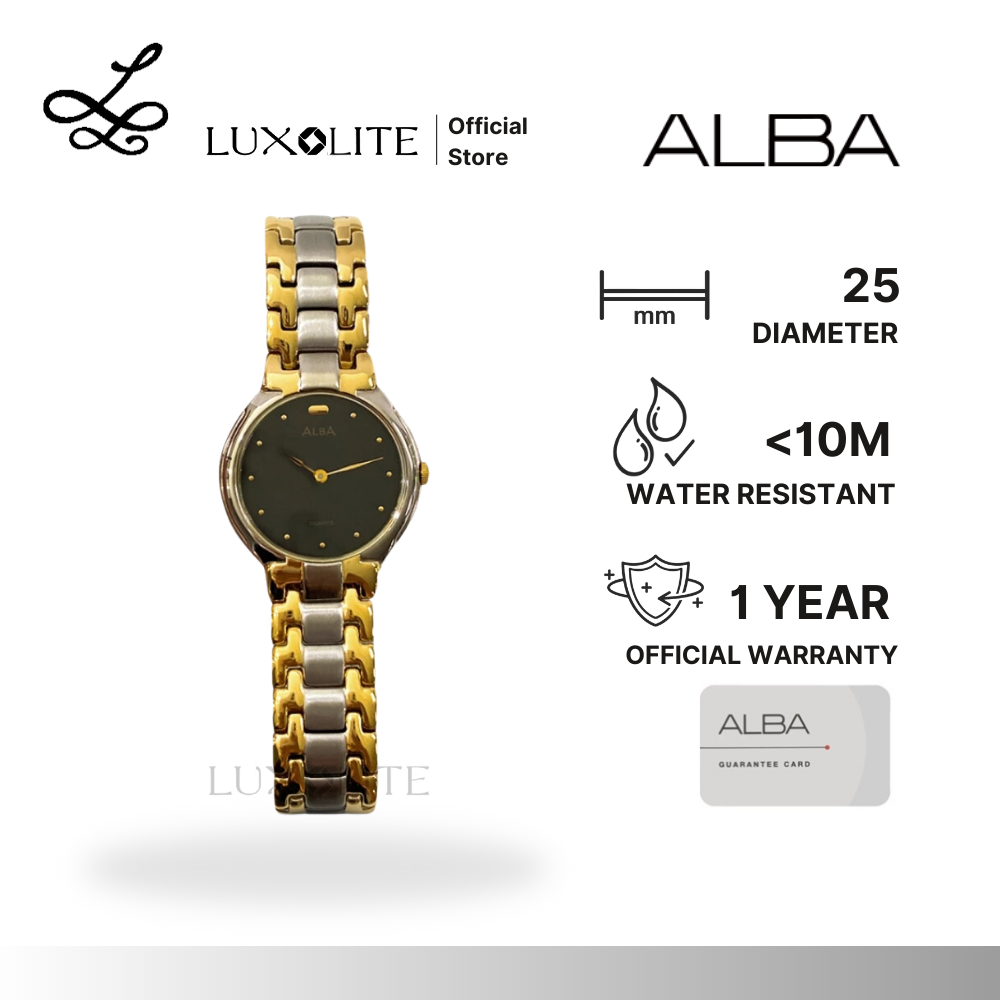 [Luxolite] Alba Ladies ATA80G Classic Black Dial Leather Strap Watch ATA80GX1