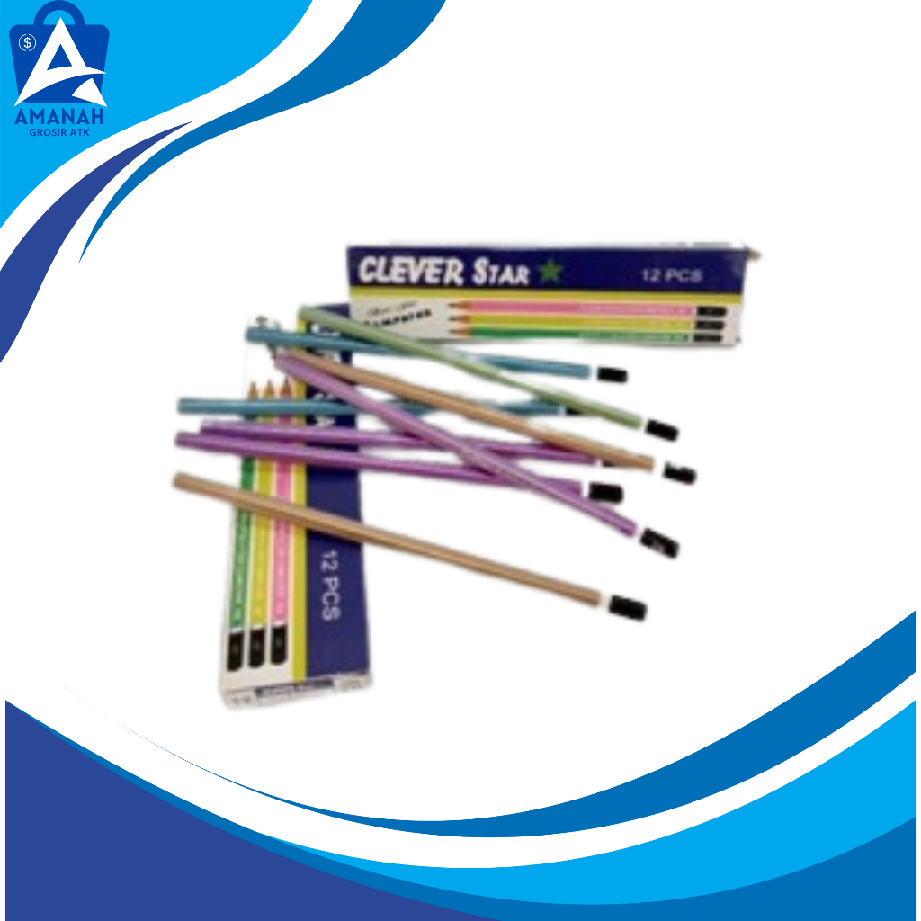 

Pensil / Potlot / Pena CLEVER 2B motif warna - Pensil Station 2b - Kenko 3181 2b Pensil triagular shape 1 pack / 12pcs
