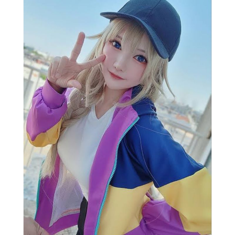 Ready Set Jaket , Topi & Wig Eiko tsukimi manmei Ya Boy Kongming / anime kostum