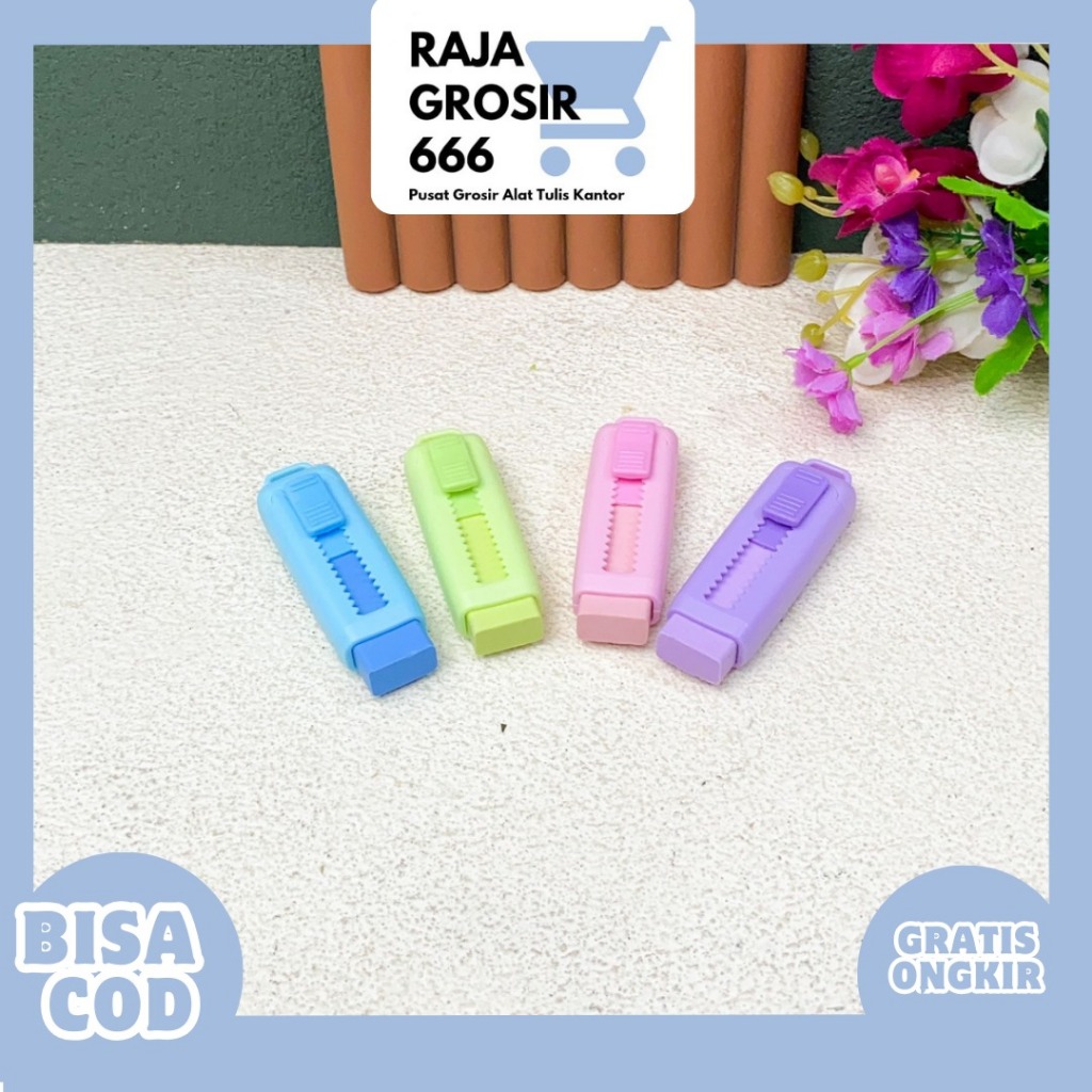 

Penghapus Model Cutter Pensil Dorong Warna Pastel ER-1652 Penghapus Mekanik Lucu Mechanical Eraser Push & Pull Retractable