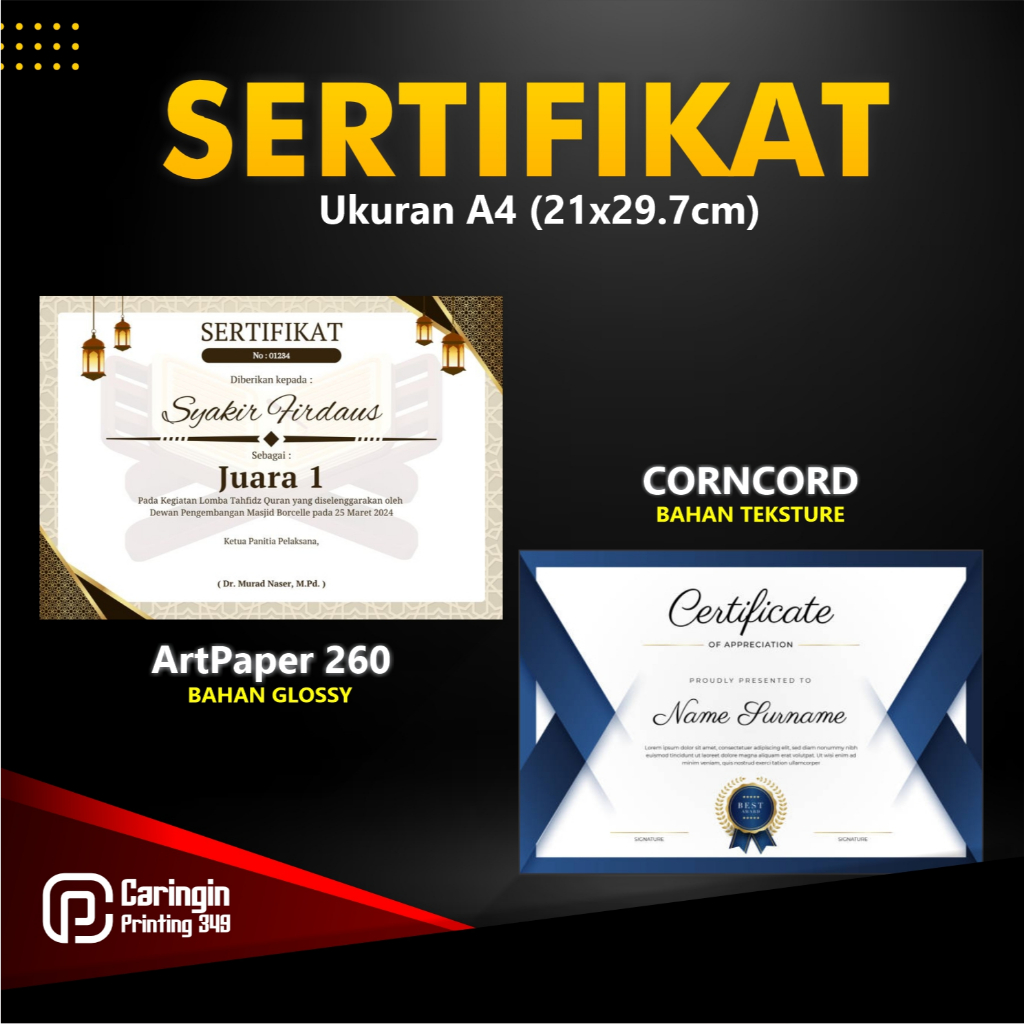 

Print Sertifikat /Cetak Sertifikat Piagam DESAIN CUSTOM UKURAN A4 TER MURAH BANDUNG BARAT
