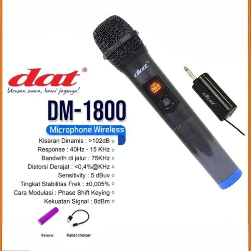 DAT PROFESSIONAL MICROPHONE WIRELESS UHF DM-1800 DM-3000U 1 MIC