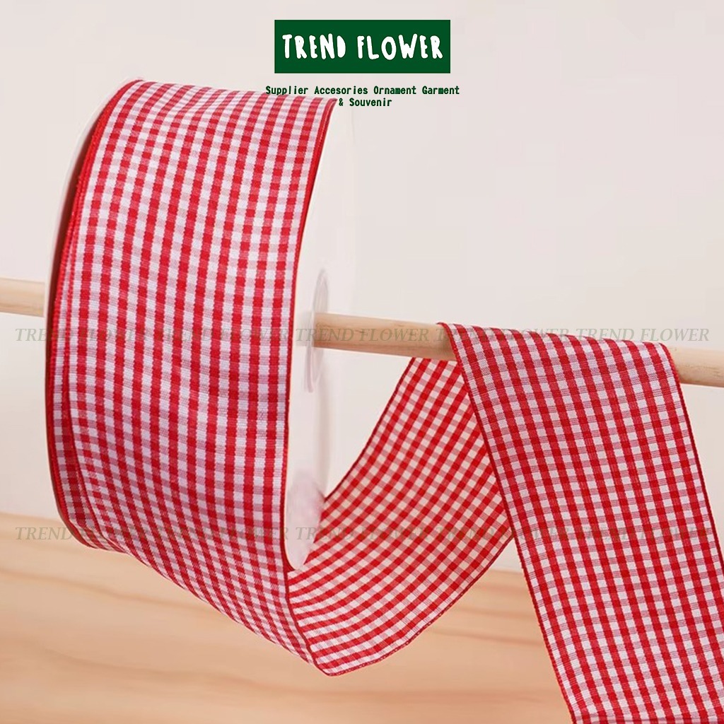 

Pita Motif Kotak Kotak 2 inch Aksesoris Kado Hiasan Hampers Bingkisan